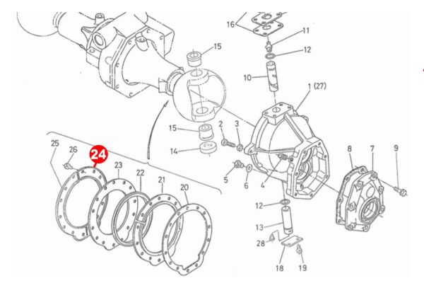 Essieu avant en acier support de joint (droite) original Kubota B-Types, Zen Noh ZB-Types, – Image 2