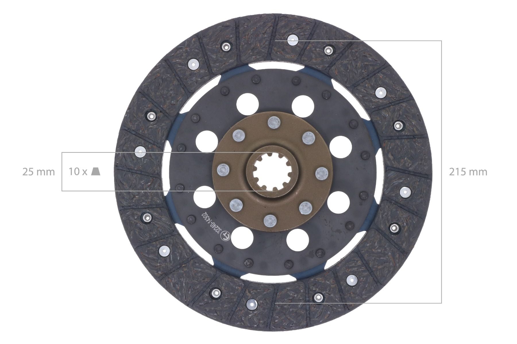 Disque embrayage 215mm Kubota, Case IH, Ford / New Holland, Shibaura, Hinomoto, Zen Noh, Kioti, Ransomes,