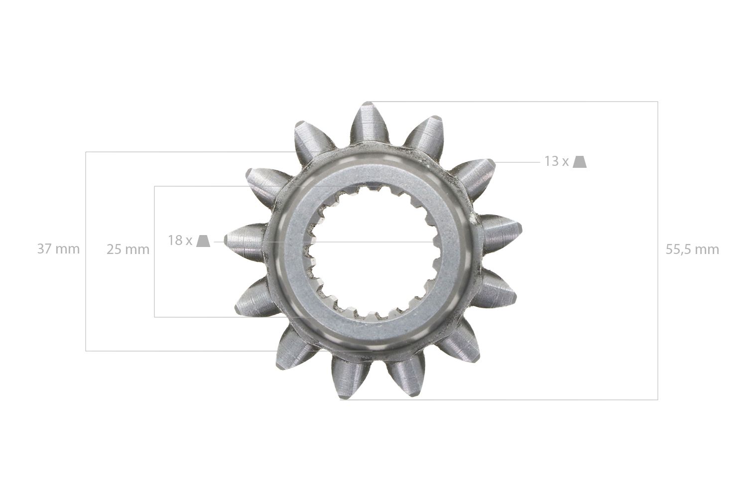 Roue dentée 2ème vitesse 13T Kubota B1550, B1750, B5200, B6200, B7200,