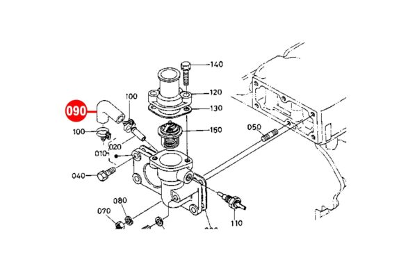 Durite d'eau (Bypass) Kubota D1100, DH1101, D1301, S2200, S2600, S2800, V1501, – Image 3