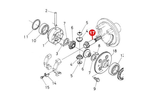 Pignon (pont avant) Kubota L1-18, L1-20, L1-22, L1-24, L1-26, L1-28, L1-R18, L1-R20, L1-R22, L1-R24, L1-R26, L1-R28, – Image 2