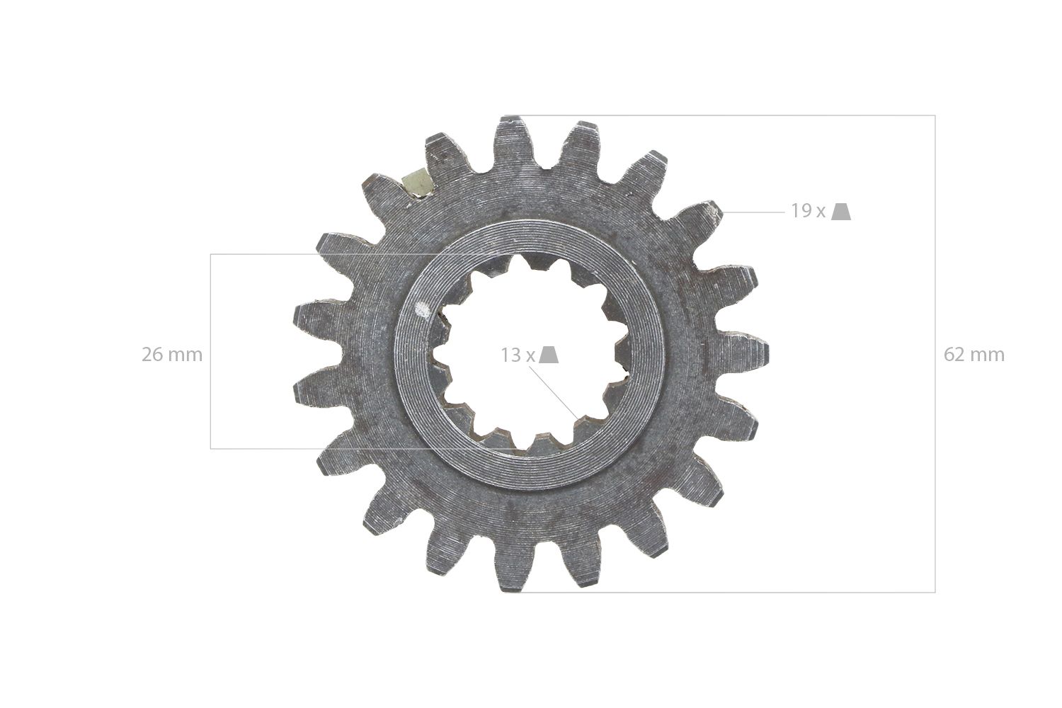 Roue dentée 13 / 19 dents PDF Iseki TU-, TX-Types, Bolens, Massey Ferguson, White,