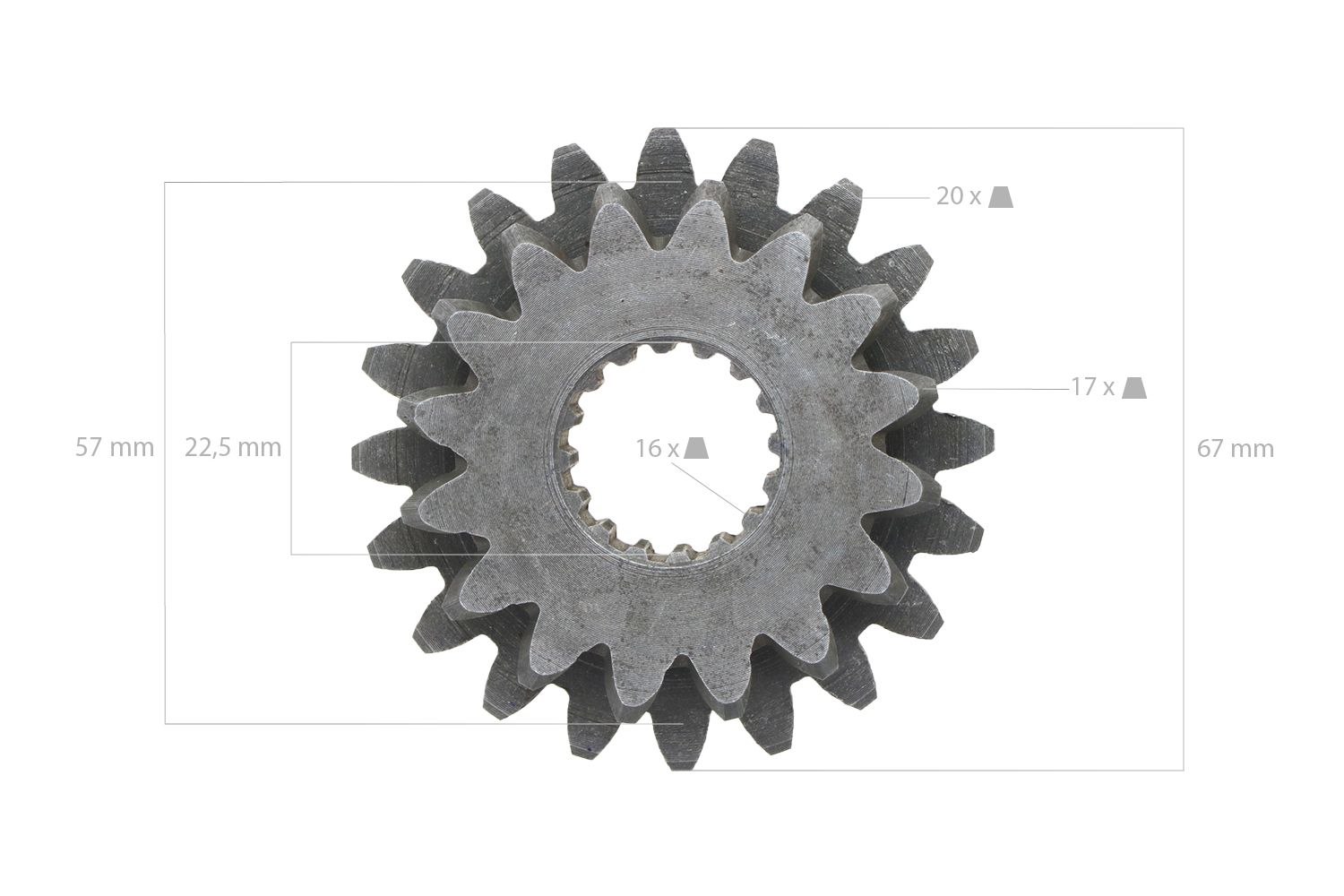 Roue dentée 20DX16D 16 splines