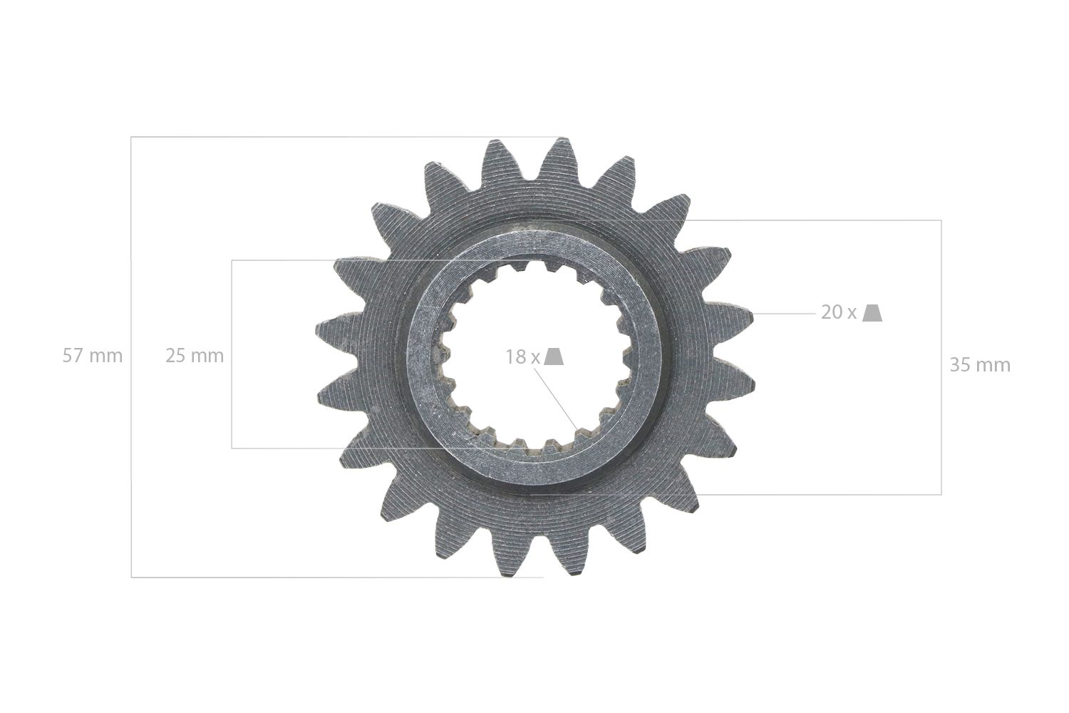 Roue dentée 20DX18D Axe sortie Kubota B7000, Zen Noh ZB7000
