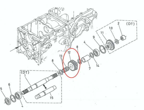 Roue dentée 22DX15D Kubota B40, B1200, B1400, B1402 – Image 6