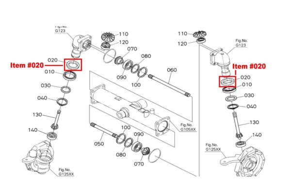 Joint d'arbre fusée Kubota A, B, GB, GL, GB, GT, KB, KL, KT, Hinomoto CX, CTX, Iseki SF, TF, TH, TLE, TM, 3125, 3130, 3130, 3135, Massey Ferguson 1210, 1220, 1230, 1235 – Image 4