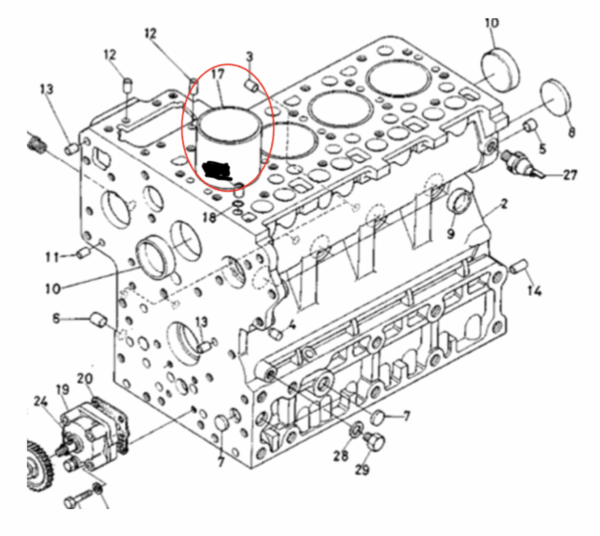 Chemise semi finie 76mm Kubota Z650, Z750, Z751, D1100, DH1101, D1102, DM1102, V1500, V1501, V1502, S2200, – Image 3