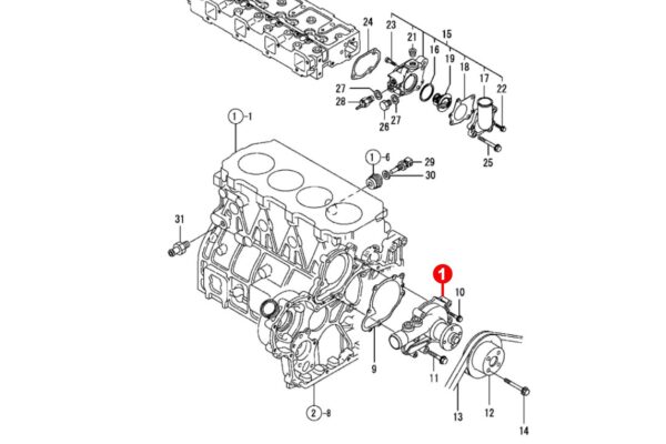 Pompe à eau Yanmar 4TNE94, 4TNE94L, 4TNE98, 4TNV94, 4TNV98, 4TNV98T, Komatsu 4D94E, 4D94LE, 4D98E, – Image 4