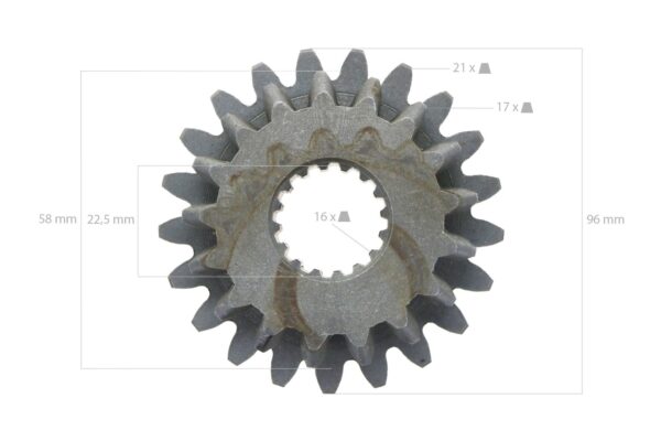 Roue dentée 21TX17T 16 splines