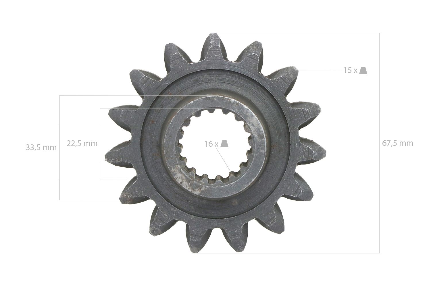 Roue dentée Kubota B1200, B1400, B1402, B40 15TX16T