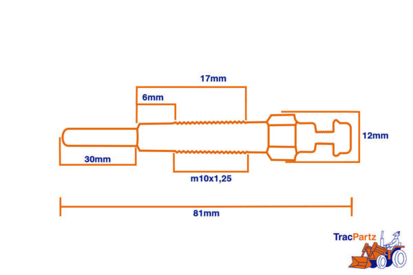 Bougie de préchauffage Kubota D1403, D1463, D1503, D1703, D1803, F2503, F2803, V1903, V2003, V2203, V2403, V3300, V3600, V3800, – Image 2