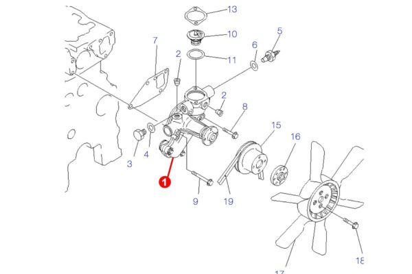 Pompe à eau Yanmar 3TN75E, 3TN75L, 3TN78, 3TN84E, 3TNC78E, 3TNC80, 3TNE78, 3TNE82, 3TNE82A, 3TNV75, 3TNV76, 3TNV78, 3TNV82, 3TNV82A, 4TN82E, 4TNE82, 4TNV82, Komatsu – Image 5