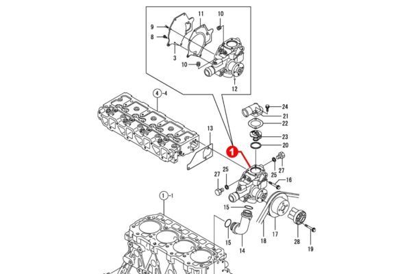 Pompe à eau Yanmar 4TNE92, 4TNE94,4TNE98, 4TNV98, 4TNV94L, Komatsu 4D92E, 4D94E, S4D94E, 4D94L, 4D94LE, 4D98E – Image 8