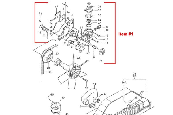Pompe à eau Yanmar 3TN100E, 3TN100TE, 3TN100L, 4TN100, 4TN100E, 4TN100L, 4TN100TE, 4TN100TL, 4TNE100, – Image 8