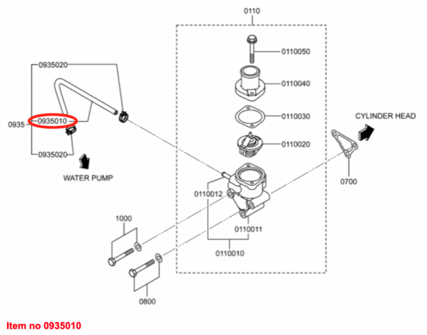 Durite d'eau (bypass) ⍉12mm Mitsubishi, S3L, S3L2, S4L, S4L2, Captain, Startrac, Etc., – Image 3