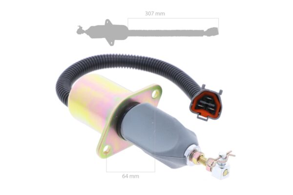 Solénoide d’arrêt 12 volt Yanmar, 4TNE94, 4TNE98, 4TNE106, 4TNV94, 4TNV98, Hyundai, Komatsu, Volvo, Etc., – Image 2