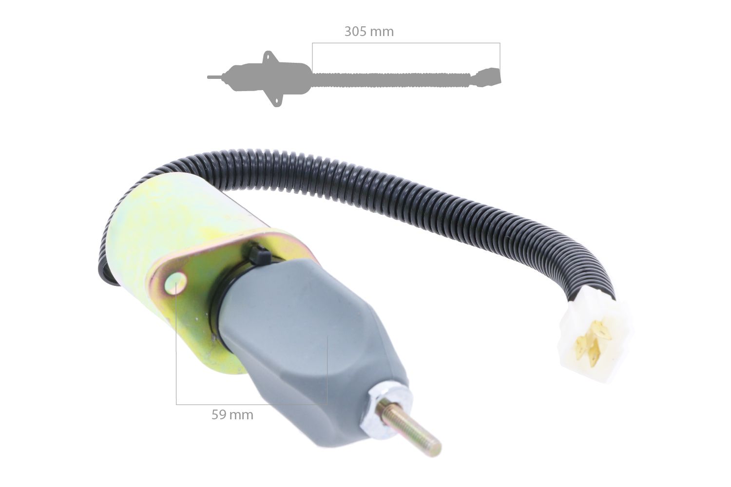 Solénoide d’arrêt 12 volt Yanmar 3TN75, 3TNC78, 3TNC80, 4TNC88, 4TNE94, 4TNE98, 4TNE106, B22, B27-2, B50-2, F180, F220, Gehl 602, 652, 802, SL7600, SL7800, Etc.,