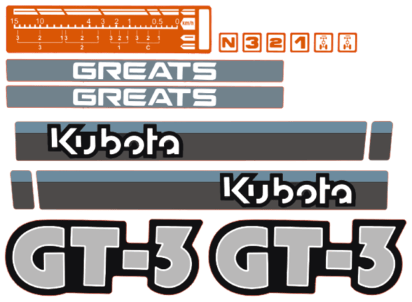 Autocollant pour capot Kubota GT3