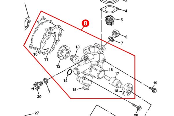 Pompe à eau Yanmar 2TN66L, 3TNA68, 2TNE65, 2TNE68, 3TG72, 3TN63, 3TN66, 3TNA68L, 3TNA72C, 3TNE66, 3TNE68, 3TNE74, 3TNV76, 3TNV80F, John Deere, Komatsu, Takeuchi, – Image 10