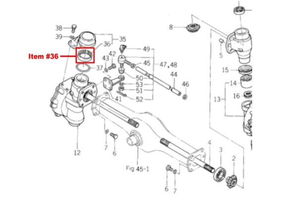 Coussinet essieu avant 4WD Iseki TE3210, TU1400, TU1401, TU1500, TU1501, TU1600, TU1601, TU1700, TU1701, TU1900, TU1901, TU2100, TU2101, – Image 4