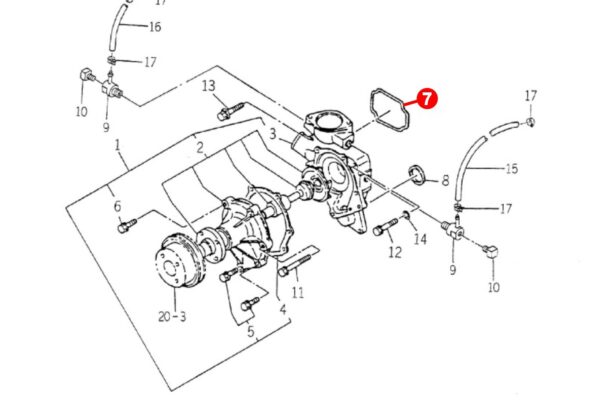 Joint torique pompe à eau Iseki E3AD1, 3AD1, 3AE1, 3AF1, 3AG1, E3AE1, E3AF1, E3AG1, Bolens, Massey Ferguson 1250, 1260, – Image 4