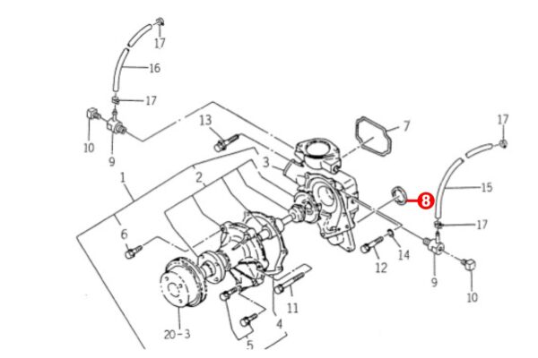 Joint de pompe à eau Iseki / Isuzu 3AD1, E3AD1, 3AE1, E3AE1, 3AF1, E3AF1, 3AG1, E3AG1, Bolens G-Types, Massey Ferguson 1250, 1260, – Image 4