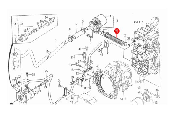 Filtre d'aspiration hydraulique Iseki Sial, TF, SF, 3125, 3130, Massey Ferguson 1210, 1220, 1230 – Image 3