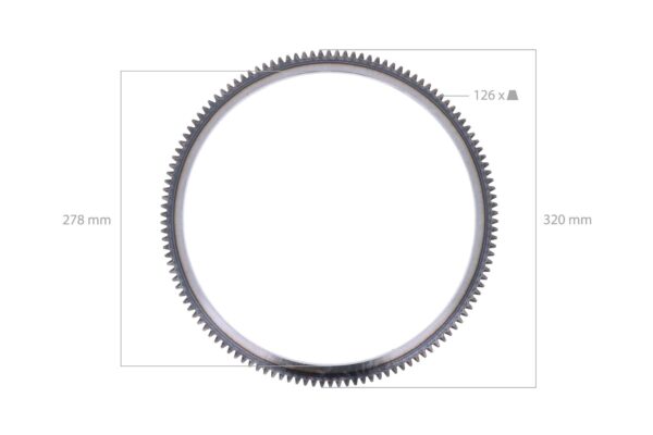 Couronne de démarreur Z=126 Shibaura N843, N844, Perkins 103, 403, Caterpillar C1.5, C2.2T, 3003, 3011, – Image 2