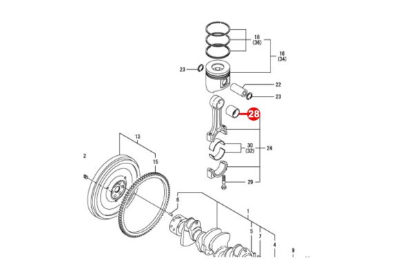 Douille de bielle STD Yanmar 3T82/84, 3TN82/84, 3TNB80/82/84, 4TN82/84/86/88, 3TNE84/88, 3TNS84, 4TNA78, 4TNE84/88, 3TNV82/84/86/88, 4TNV84/86/88, – Image 3