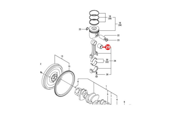 Douille de bielle STD Yanmar 4TNE92, 4TNE94, 4TNE98, 4TNV92, 4TNV94, 4TNV98, Komatsu 4D92E, 4D94E, 4D98E, S4D98E, – Image 3