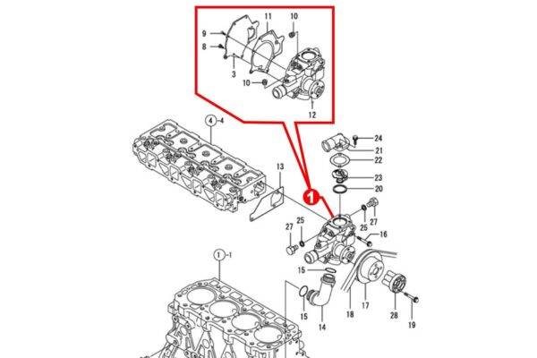 Pompe à eau Yanmar 4TNE92, 4TNE94, 4TNE98, 4TNV98, 4TNV94L, Komatsu 4D92E, 4D94E, 4D98E, S4D94E, 4D94L, 4D94LE, – Image 6