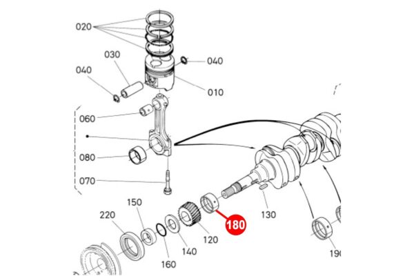 Roulements de vilebrequin (avant) Kubota D650, D750, D850, D950, V1100, V1200, Z500, ZB500, Z600, ZB600, Z602, – Image 4