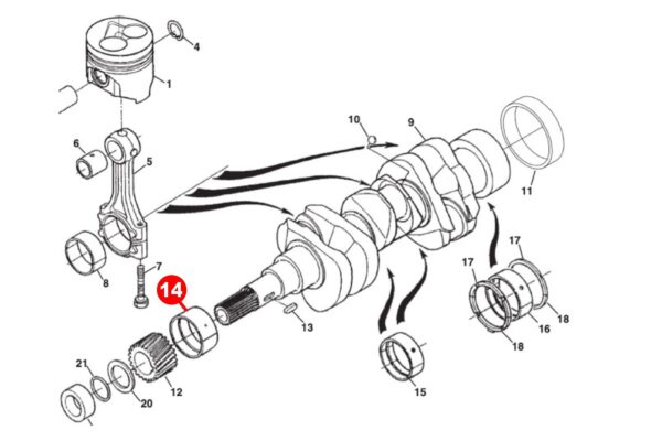 Roulements de vilebrequin STD (avant) Kubota D600, D640, D650, D662, D722, D750, D782, D850, D902, D950, V1100, V1200, Z400, Z402, Z430, Z482, Z500, ZB500, ZB600, Z600, Z602, – Image 4