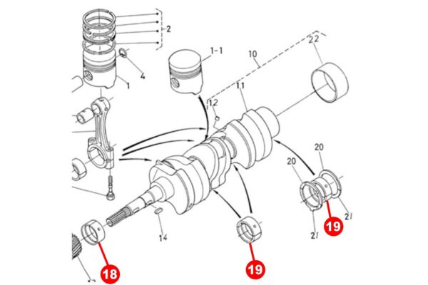 Jeu de roulements de vilebrequin STD Kubota D650, D750, D850, D950, – Image 3
