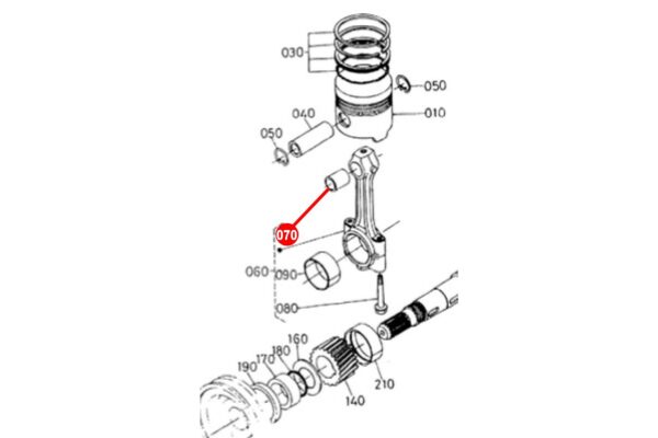 Douille de bielle STD Kubota D1100, D1101, D1102, D1301, D1302(IDI), D1402(IDI), DH1100, DH1101, DM1102, S2200, S2600, S2800, V1501, V1502, V1701, V1702, V1902, Z650, Z750, Z751, Z851, – Image 3