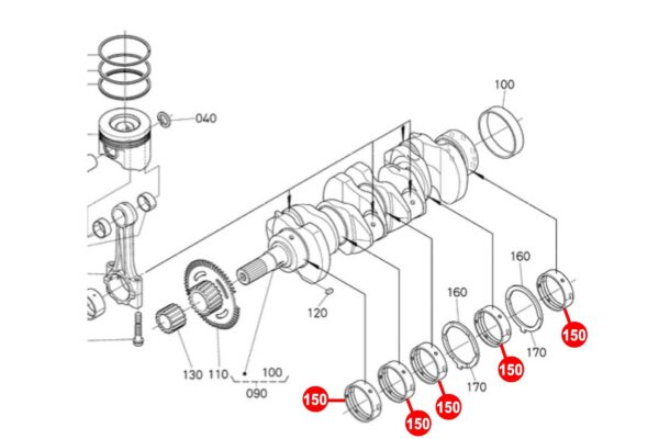 Jeu de roulements de vilebrequin STD Kubota V3000, V3600, V3800, – Image 3