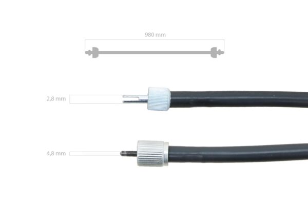 Câble de compteur 980mm Kubota L175, L185, L185DT, L1500, L1501, L1801, L2000, L2201, Zen Noh ZL1500, ZL1501 – Image 2