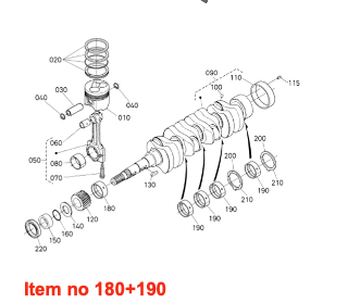 Kit de roulement principal STD 60mm Kubota V1903, V2003, V2203, V2403