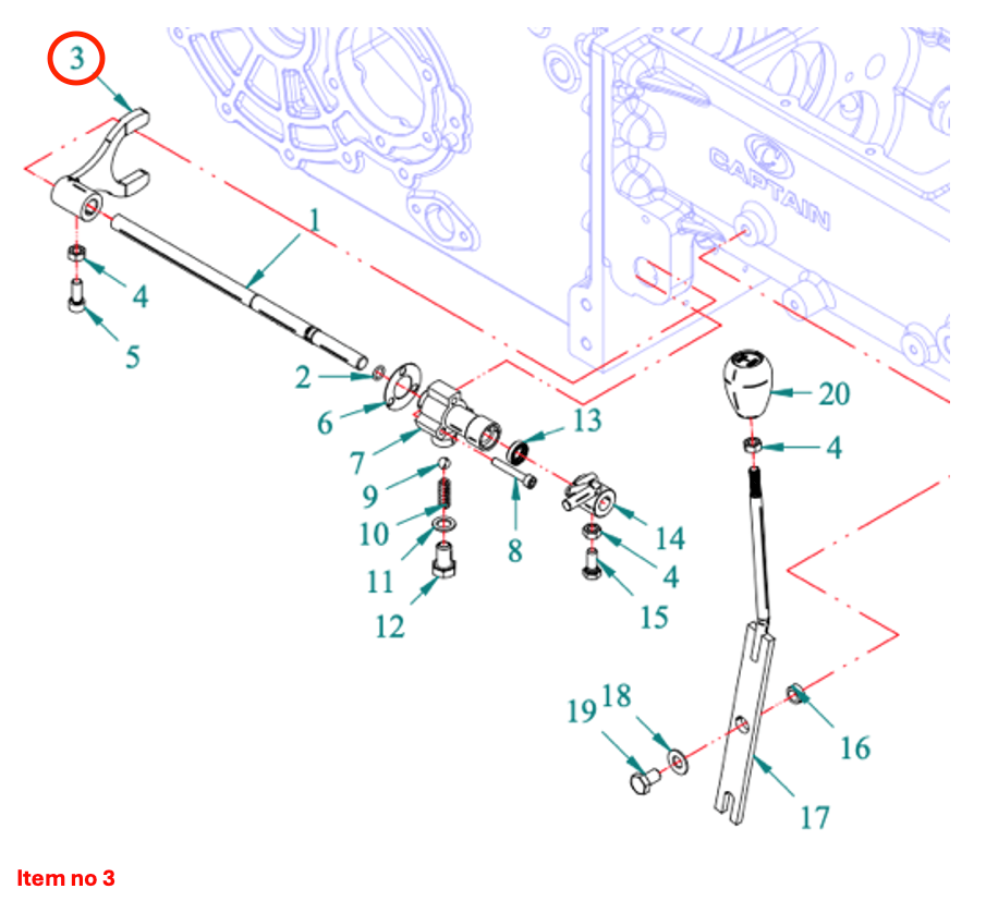 Fourchette de commande 4WD activation Captain 273, Startrac 273,