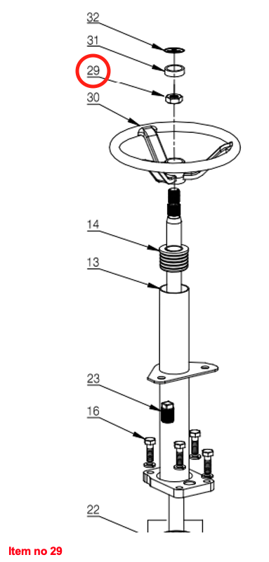 Volant de direction Écrou hexagonal Captain 200DI, 250DI, 260, 273, 280, 280DX, (old version)