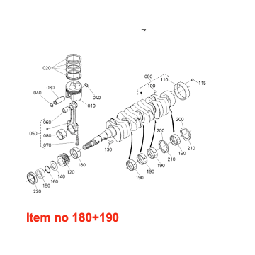 Kit de roulement principal STD 60mm Kubota V1903, V2003, V2203, V2403